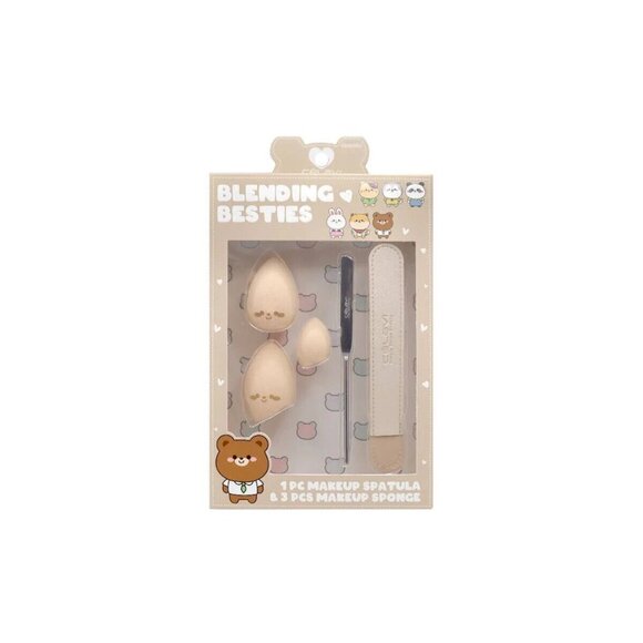 Celavi Blending Besties Makeup Sponge Blender & Spatula Cute Round Tool Set NEW - Picture 4 of 4